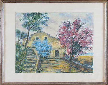 Michele Cascella (Ortona 1892 – Milano 1989), “Paesaggio con casolare”.