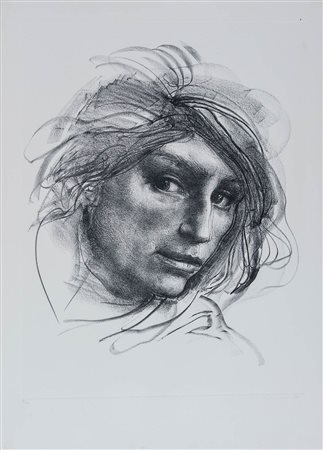 Pietro Annigoni (Milano 1910 – Firenze 1988), “Volto di donna”.