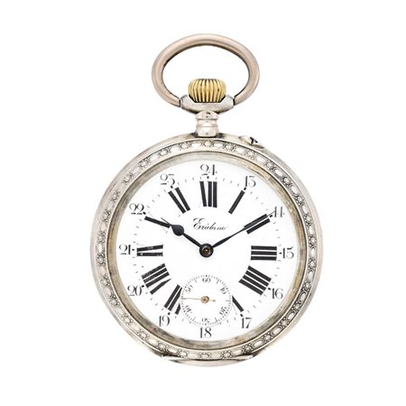 ERIDANO 
Orologio da carrozza in argento
Epoca inizio secolo XX
Quadrante e cas