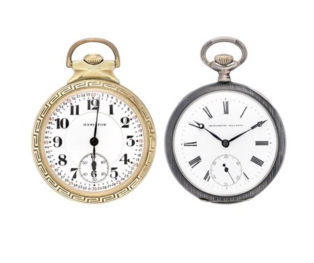 HAMILTON E CRONOMETRO SELLANES 
Lotto composto da due orologi da tasca di cui u