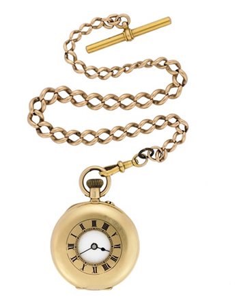 ANONIMO
Orologio da tasca da uomo in oro 18K demi-savonnette, con catena in oro