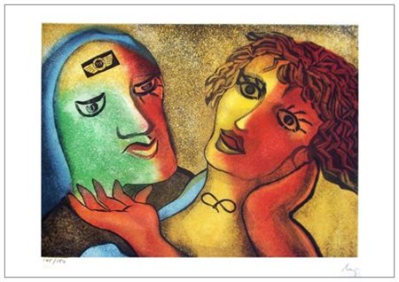 ENRICO BAJ Milano 1924 – Vergiate 2003 Figure Acquaforte a colori es.145/150....