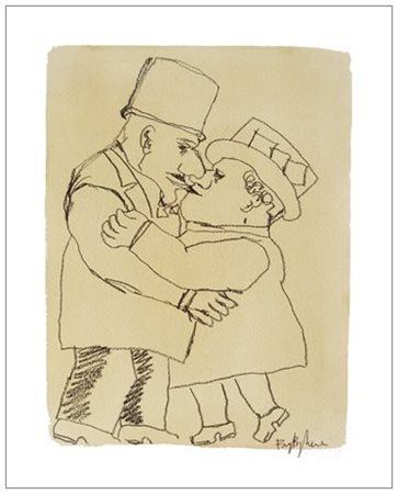 FRANZ BORGHESE Roma 1941 – 2005 Coppia T.m. su cartoncino 50 x 35. Firma e...