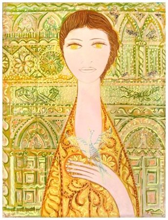 UGO PIEROTTI Pisa 1906 - 1987 Senza titolo 1975 Olio e foglia oro su tela...