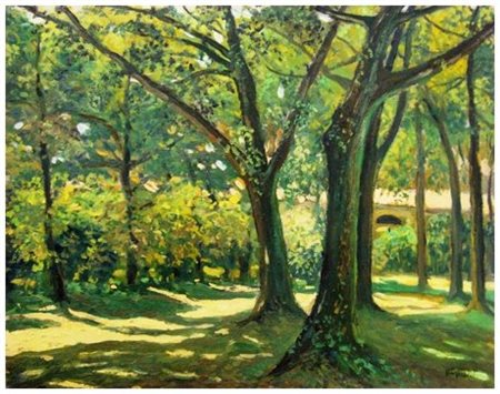 JOSEPH ANGIOLINI Livorno 1950 Villa Fabbricotti 1995 Olio su tavola 30 x...