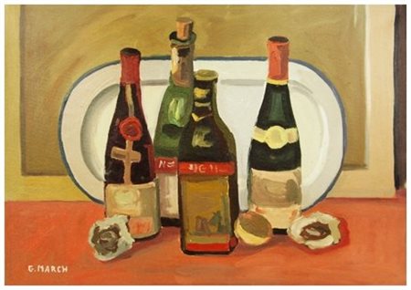 GIOVANNI MARCH Tunisi 1894 – Livorno 1974 Natura morta - Composizione Olio su...