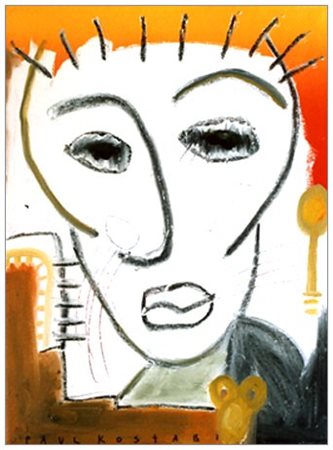 PAUL KOSTABI Whittier 1962 Over draft 2003 Olio su tela 61 x 46. Firma in b....