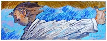 GIAMPAOLO TALAN San Vincenzo 1955 L’uomo che saluta 2012 T.m. su cartone 25 x...