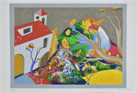 Luca Alinari CASCINALE litografia su carta Fabriano, cm 50x70; es. prova...