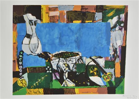 Bruno Cassinari NATURA MORTA litografia su carta Fabriano, cm 50x70; es. bon...