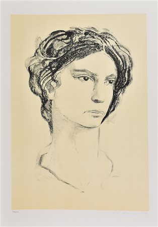 Pietro Annigoni RITRATTO litografia su carta, cm 70x50; es. 98/100 firma