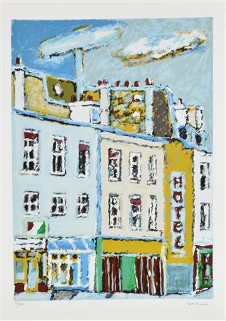 Orfeo Tamburi CASE PARIGINE litografia su carta Fabriano, cm 70x50 esemplare...