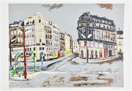 Orfeo Tamburi STRADA PARIGINA litografia su carta Fabriano, cm 50x70...