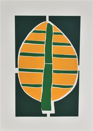 Ugo Nespolo FOGLIA incisione su carta, battuta cm 52,5x33, su foglio cm...