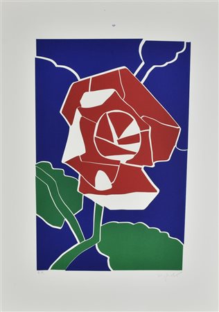 Ugo Nespolo ROSA incisione su carta, battuta cm 51x33, su foglio cm 69,5x50;...