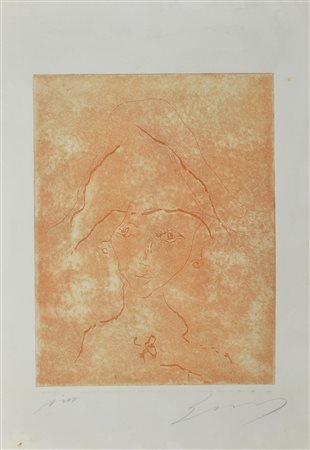 Ernesto Treccani SENZA TITOLO incisione su carta, cm 50x35 (lastra cm 32x25)...