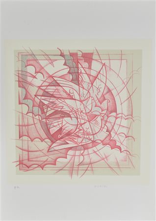 Floriano Bodini SENZA TITOLO litografia su carta Fabriano, cm 70x50; es....