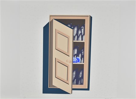 Concetto Pozzati LA PORTA SOCCHIUSA serigrafia su carta, cm 50x70; es. 34/150...