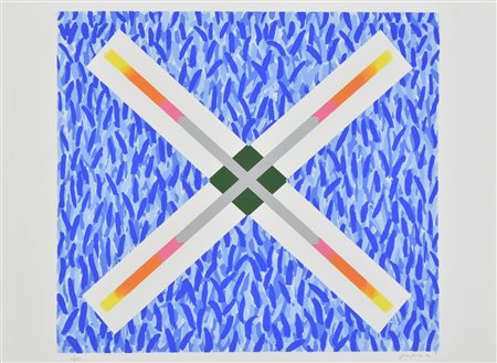 Concetto Pozzati SENZA TITOLO coppia di serigrafie su carta, cm 50x70...