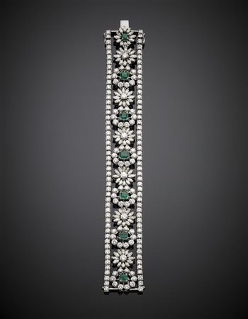 Bracciale in oro bianco con diamanti rotondi e a navette pe