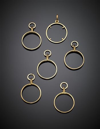 Lotto in oro giallo composta da sei montature per monete, complessivi g 16,30 c