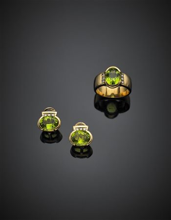 CHIARAVALLI
Demi parure in oro giallo diamanti e peridoti composta da un anello