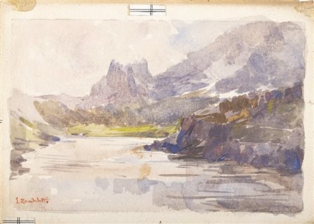 Lodovico Zambeletti "Courmayeur, Lago di Combal" 
acquerello su carta (cm 11x16)