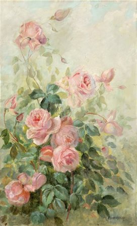 Gioachimo Galbusera "Rose" 
olio su tela applicata a compensato (cm 67,5x41,5)
F