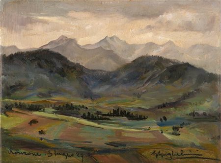 Giulio Guglielmini "Montagne a Ranzone" 13 luglio 29
olio su tavola (cm 18x24)
F