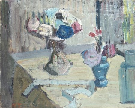Giovanna Nascimbene Tallone "Vasi di fiori" 
olio su tela (cm 40x50)
Siglato in