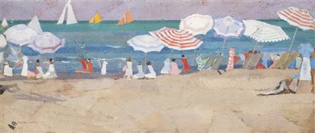 Moses Levy "Sulla spiaggia" 1919
olio magro su cartone pressato (cm 20x45,5)
Fir