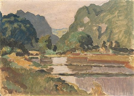 Georges Barrière "Route du Hanoï" '41
olio su tavola (cm 16x22)
Firmato e datato