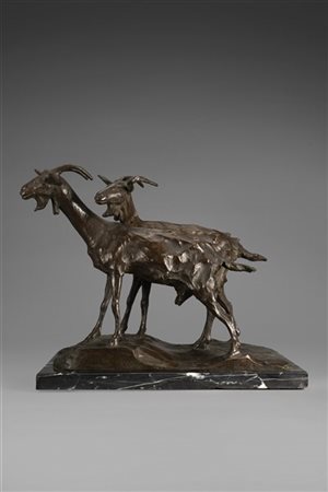 Giuseppe Siccardi "Caprette" 
scultura in bronzo poggiante su base in marmo (h t