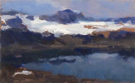 Carlo Ostrogovich "Laghetto alpino" 
olio su cartone (cm 13,5x22)
Firmato in bas