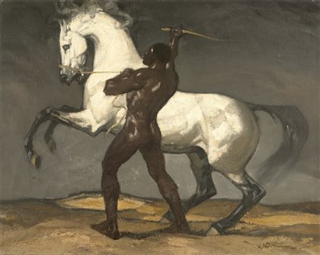Henri Deluermoz "Bianco e nero" 
olio su tela (cm 73x92)
Firmato in basso a dest