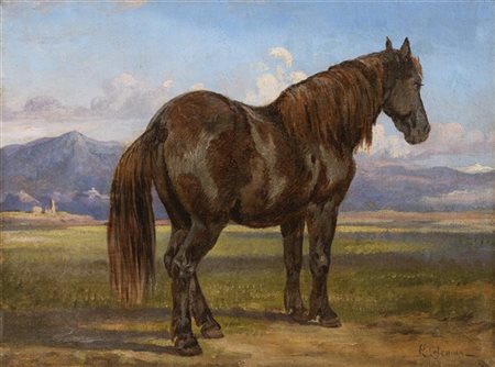 Enrico Coleman "Cavallo" 
olio su tela (cm 31,5x41)
Firmato in basso a destra
In
