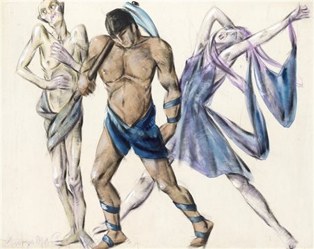 Georges De Pogedaieff Anatolevich "Studio per figure" 1935
tecnica mista su cart