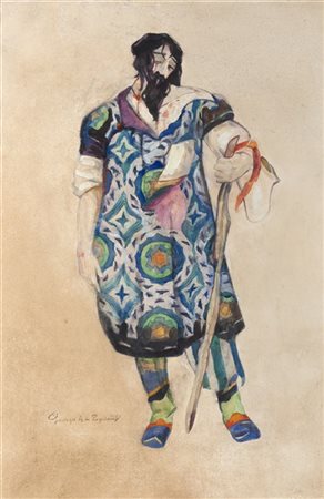 Georges De Pogedaieff Anatolevich "Il mendico" 
tecnica mista su carta (cm 70,5x