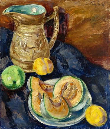 Georges De Pogedaieff Anatolevich "Natura morta con brocca" 
olio su compensato