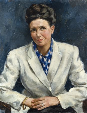 Georges De Pogedaieff Anatolevich "La moscovita" 
olio su tela (cm 72x55)
Firmat