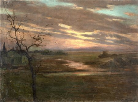 Cesare Vianello "Tramonto" 
olio su tela (cm 45x58)
Firmato in basso a destra
Al