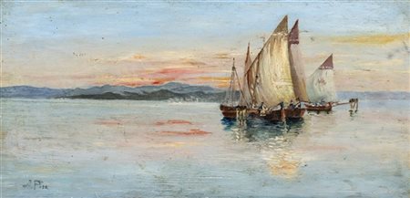 Alberto Pisa "Marina" 
olio su tavola (cm 17,5x36)
Firmato in basso a sinistra
I