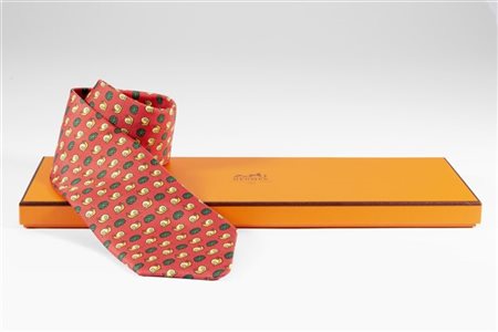 HERMÈS 
Cravatta in seta con scatola originale e confezione natalizia