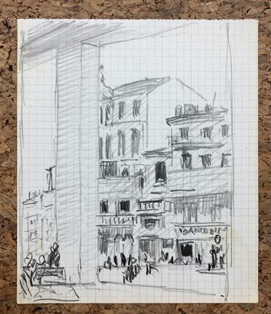 GALILEO CHINI (1873-1956) - Milano: vecchi palazzi (Banco di Milano), 1936