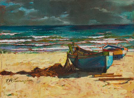 FERNANDO CARCUPINO (1922-2003) - Barca di pescatori
