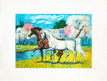 GIOVAN FRANCESCO GONZAGA (1921-2007) - Cavalli a Primavera