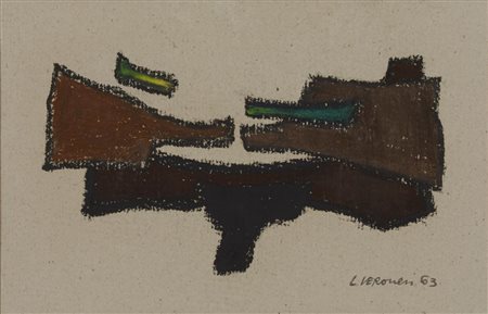 Luigi Veronesi SENZA TITOLO pastelli e matita su carta, cm 12,5x20,5 firma e...