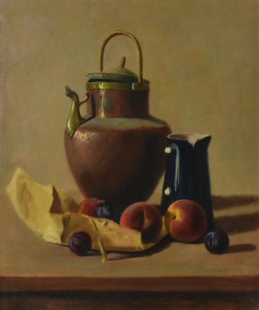 Giorgio Luxardo NATURA MORTA olio su tela, cm 60x50 firma e data sul retro:...