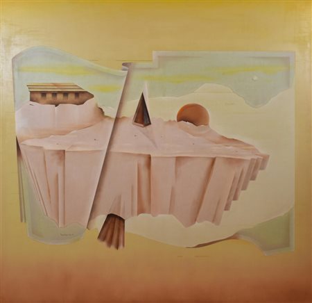 Cesare Paolantonio TRA LE PIEGHE ISOLA IN MONTAGNA olio su tela, cm 150x150...