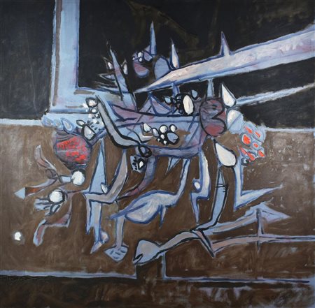 Giovanni Checchi SENZA TITOLO olio su tela, cm 100x100 eseguito negli anni '70